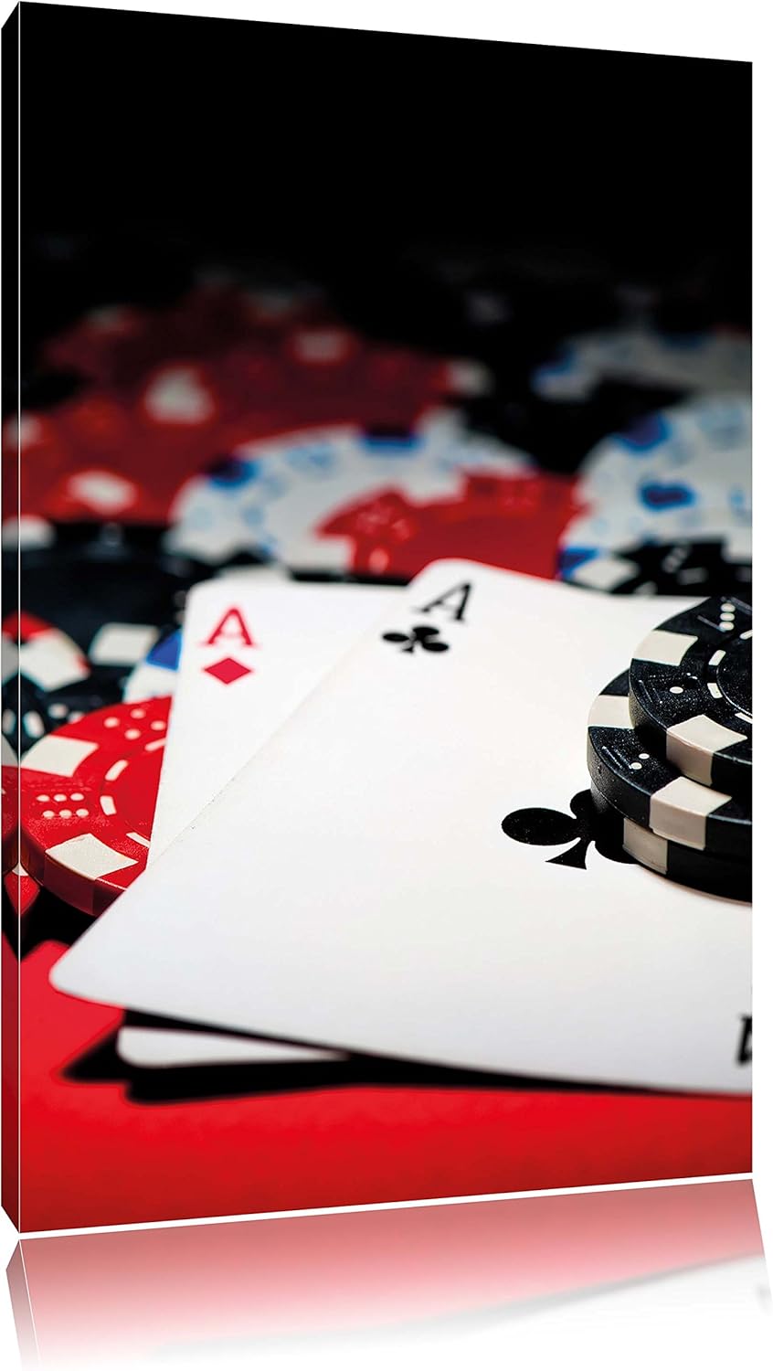 Pixxprint Spielkarten, Format: 100x70 auf Leinwand, XXL riesige Bilder fertig gerahmt mit Keilrahmen