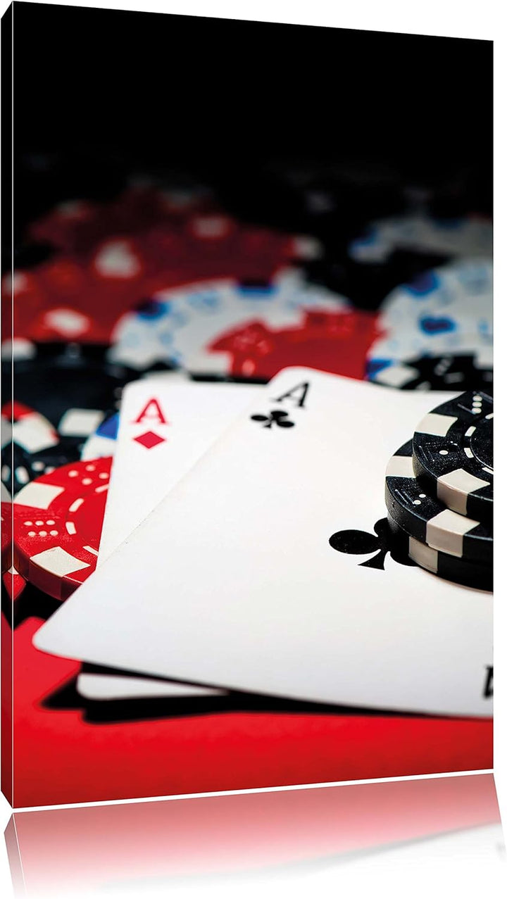 Pixxprint Spielkarten, Format: 100x70 auf Leinwand, XXL riesige Bilder fertig gerahmt mit Keilrahmen