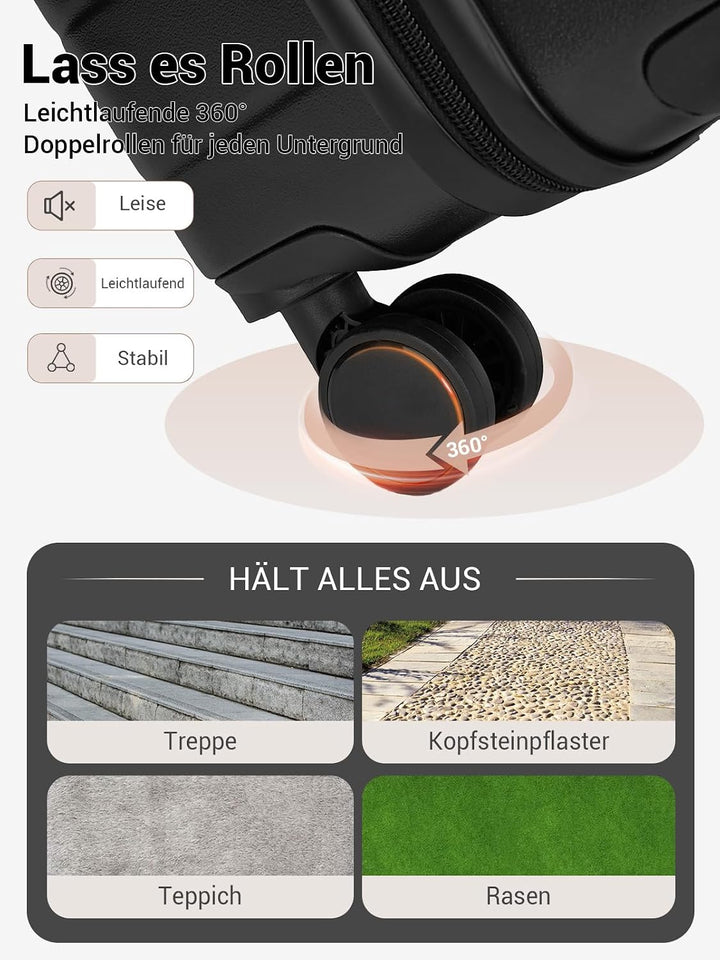 Shavont Mittelgrosser Koffer L, Hartschalenkoffer aus ABS, Leichter Trolley mit 4 Leisen 360° Doppel