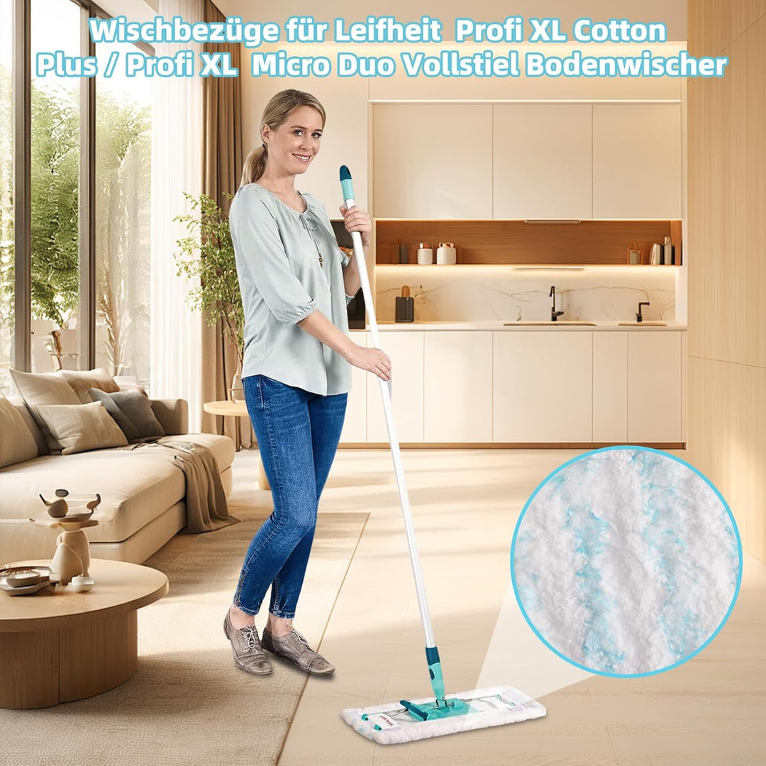 6 Stück Wischbezüge für Leifheit Profi XL Cotton Plus / Profi XL Micro Duo Vollstiel Bodenwischer, 2