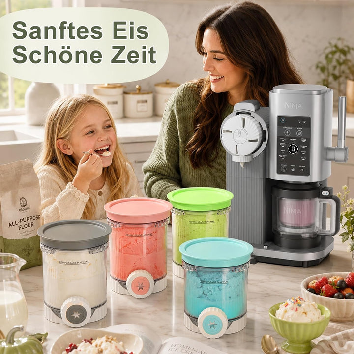Eisbehälter 4 Stück für Ninja Creami Swirl by CREAMi NC700 NC701 NC701EU NC701UK, 480 ml Behälter mi