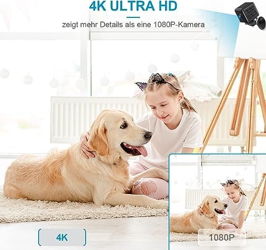 AOBOCAM Mini Kamera, 4K HD WLAN Überwachungskamera Innen WiFi Kamera Live Übertragung Handy APP Für