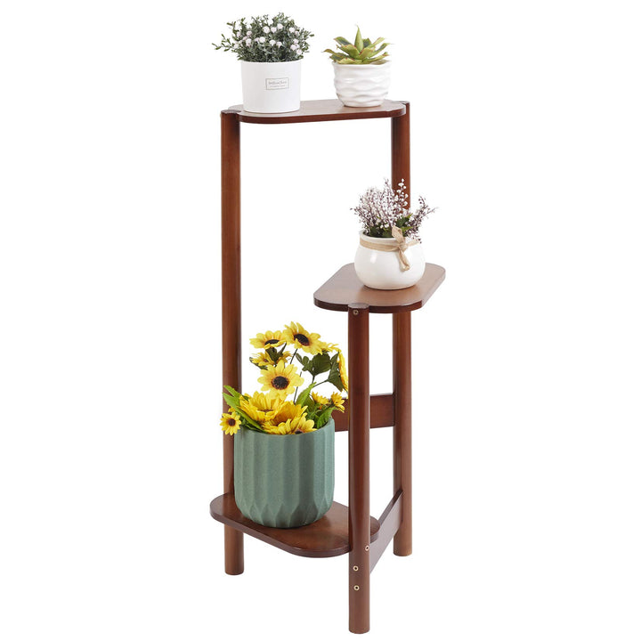 Medla Blumentreppe aus Bambus, 3 stufige Pflanzentreppe, Pflanzenregal Gartenregal für Wohnzimmer Ba