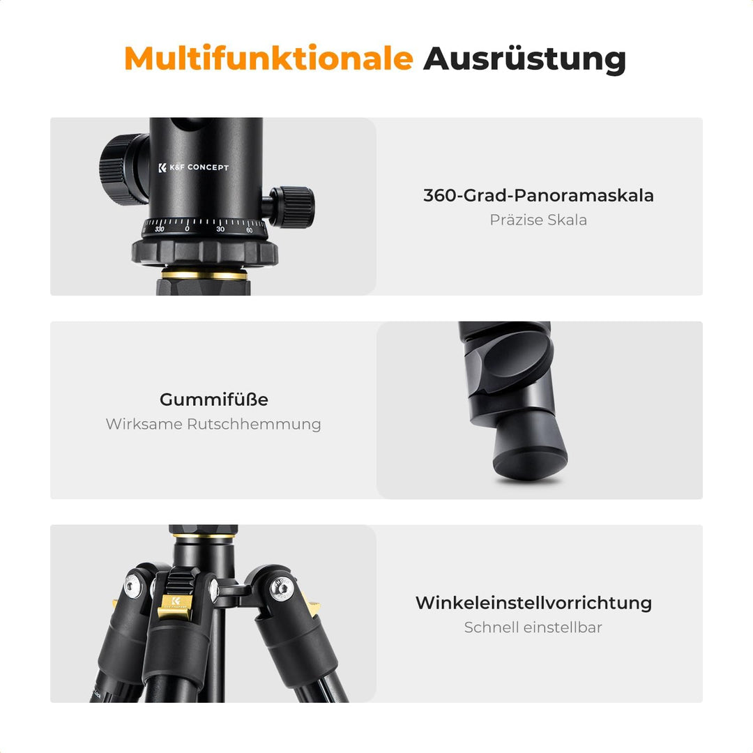 K&F Concept Kamera Stativ,184cm Handy Kamera Stativ, Leichtes Tripod mit Handyhalterung und Fernausl