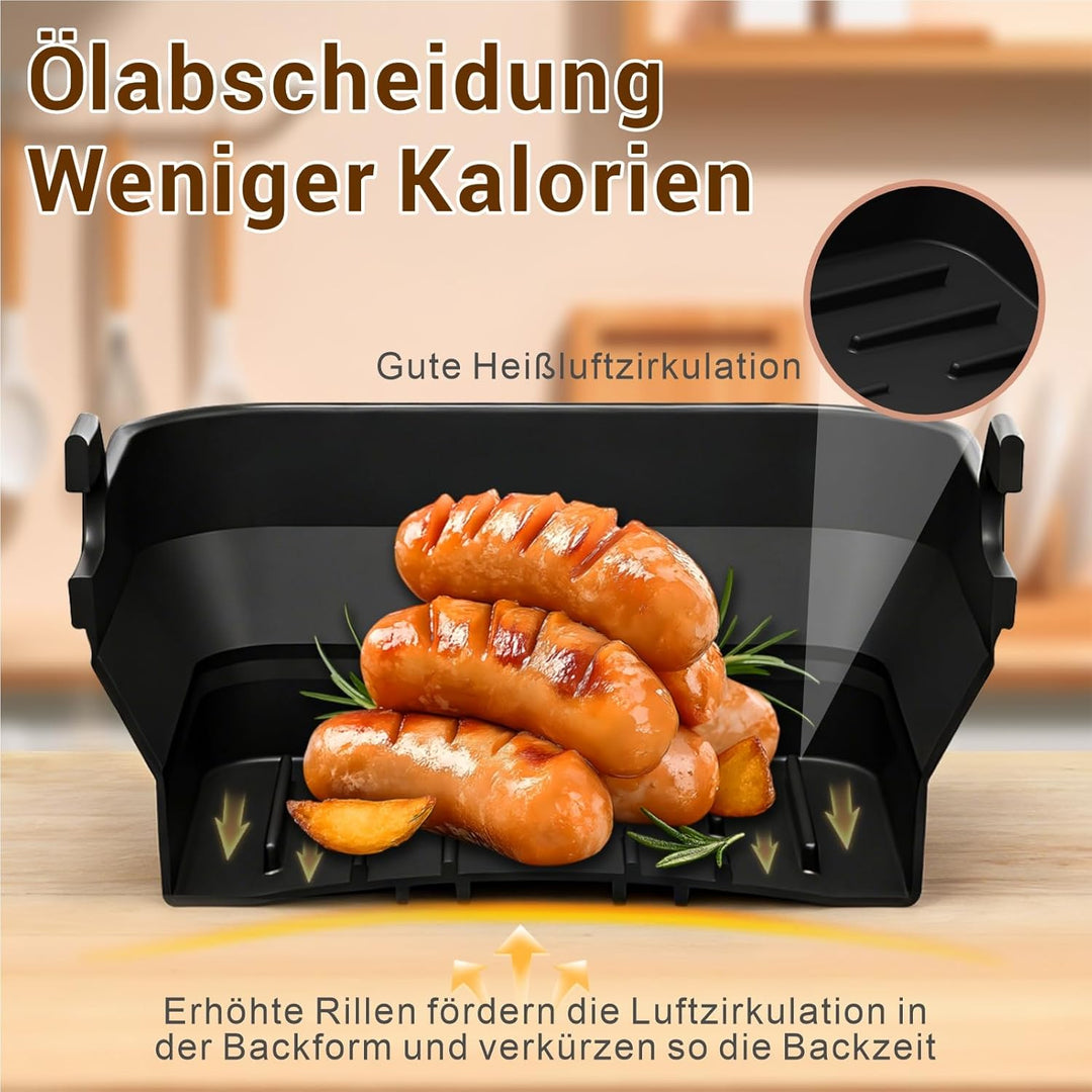 Heissluftfritteuse Zubehör für Ninja Foodi Flexdrawer AF500EU 10,4L, Faltbar Silikonform Heissluftfr