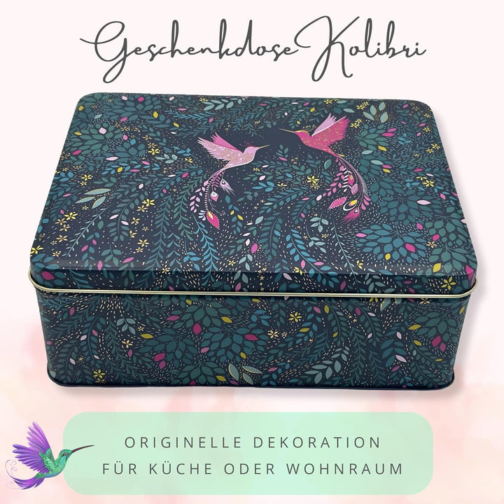MediMuc Geschenkdose Design Sara Miller - Liebevoll gestaltete rechteckige Vorratsdose - Motiv Kolib