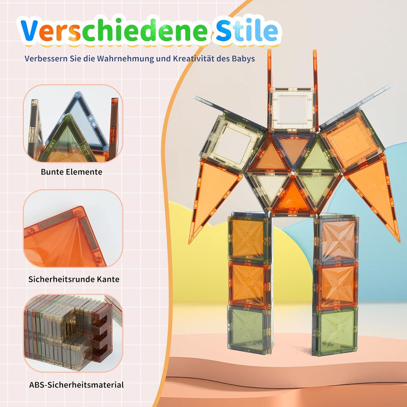 Hawthyhome Magnetische Bausteine 100 Teile, Magnetbausteine Magnetspielzeug Magnet Spielzeug Kinder,