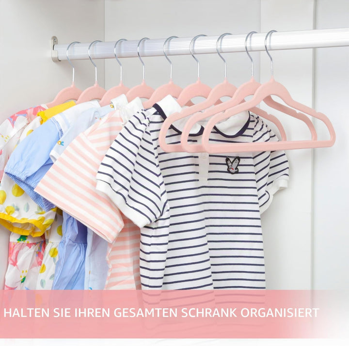 Samt-Kleiderbügel für Kinder, rutschfeste Kinder-Kleiderbügel, Ultraschlanke, 32 Stück Platzsparende