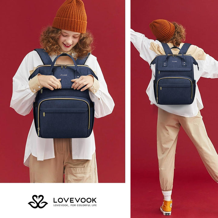LOVEVOOK Rucksack Damen, Wasserdicht Laptoprucksack 17 Zoll Gross Backpack Schulrucksack Tasche Mädc