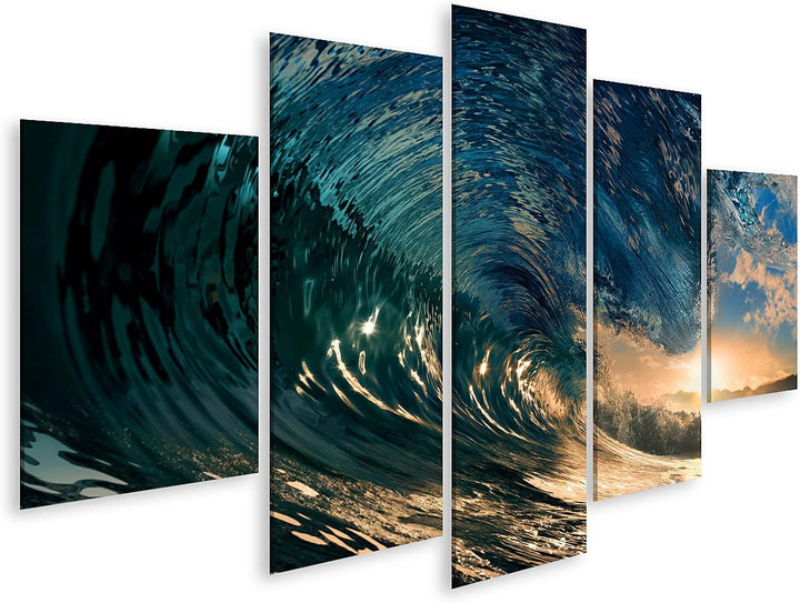 islandburner Bild auf Leinwand Sonnenuntergang Strand Ozean Welle Bilder Wandbilder Poster Leinwand