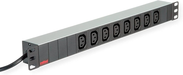 ROLINE 19"-Steckdosenleiste 8fach C13 + C20-Stecker, Aluminium, 2 m