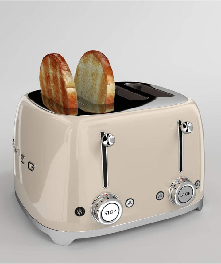 Smeg, 4x4 TSF03CREU -Toaster, 4 Schlitze für 4 Scheiben, 6 Vergoldungsniveaus, Heizfunktion, Abtau-