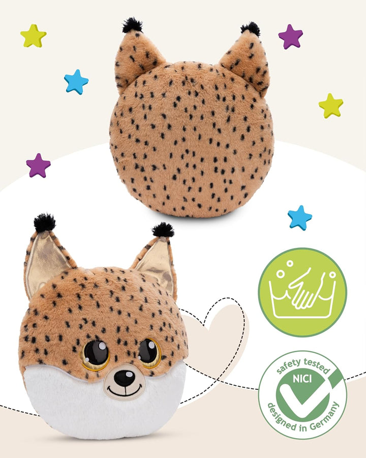 NICI Kuscheltier Kissen GLUBSCHIS Luchs Lenzo 32 x 32 cm - Flauschig-weiches Kuschelkissen für Babys