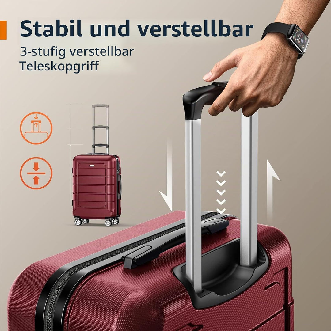 SHOWKOO Koffer Mittelgross Hartschale Leicht Reisekoffer ABS+PC Erweiterbar Haltbar Trolley Handgepä