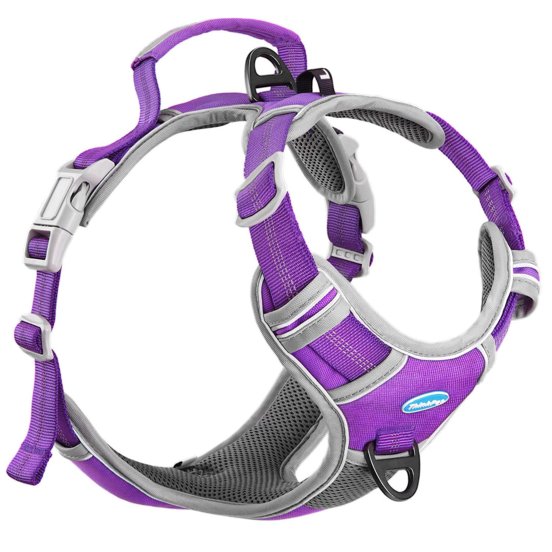 ThinkPet Anti Zug Hundegeschirr mit Griff - Verstellbar, Reflektierend, Atmungsaktiv, Gepolstert (S,