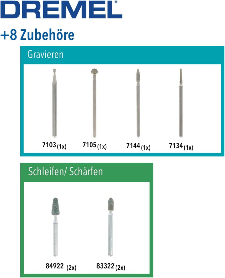 Dremel Glas Gravur Set 8tlg. (für Dremel Multifunktionswerkzeug)