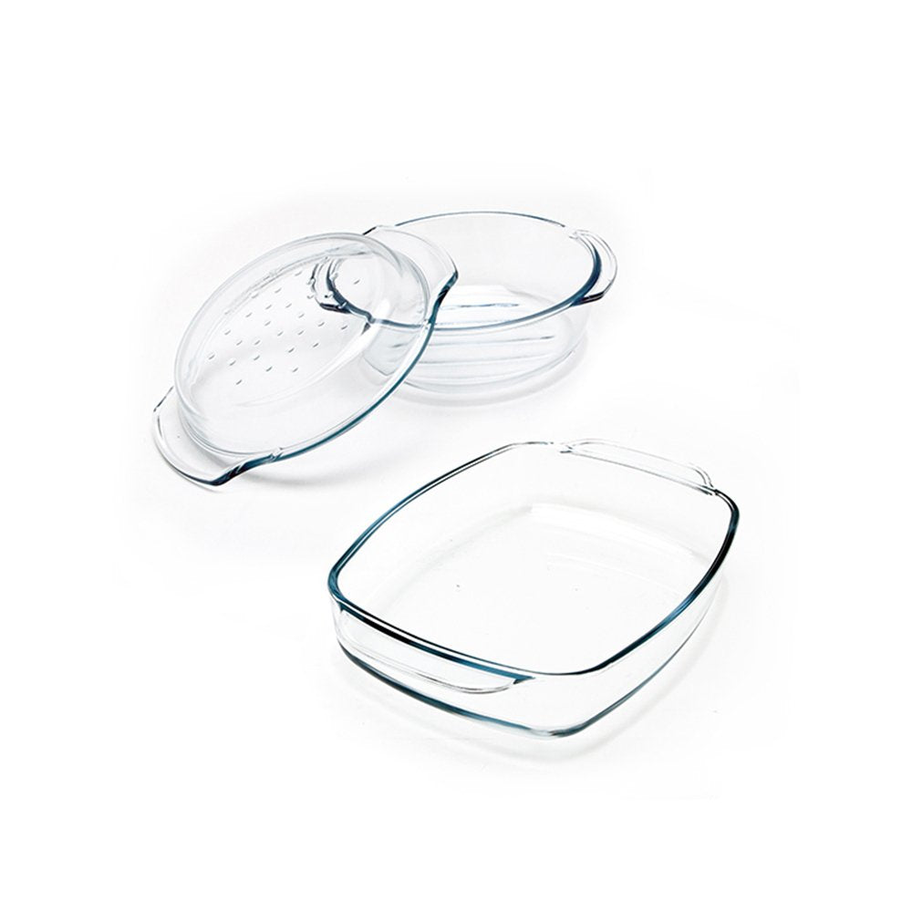 Van Well Auflaufformen 3-teilig – Glas-Set mit Deckel – 1,7l & 2,3l – Hitzebeständig & spülmaschinen