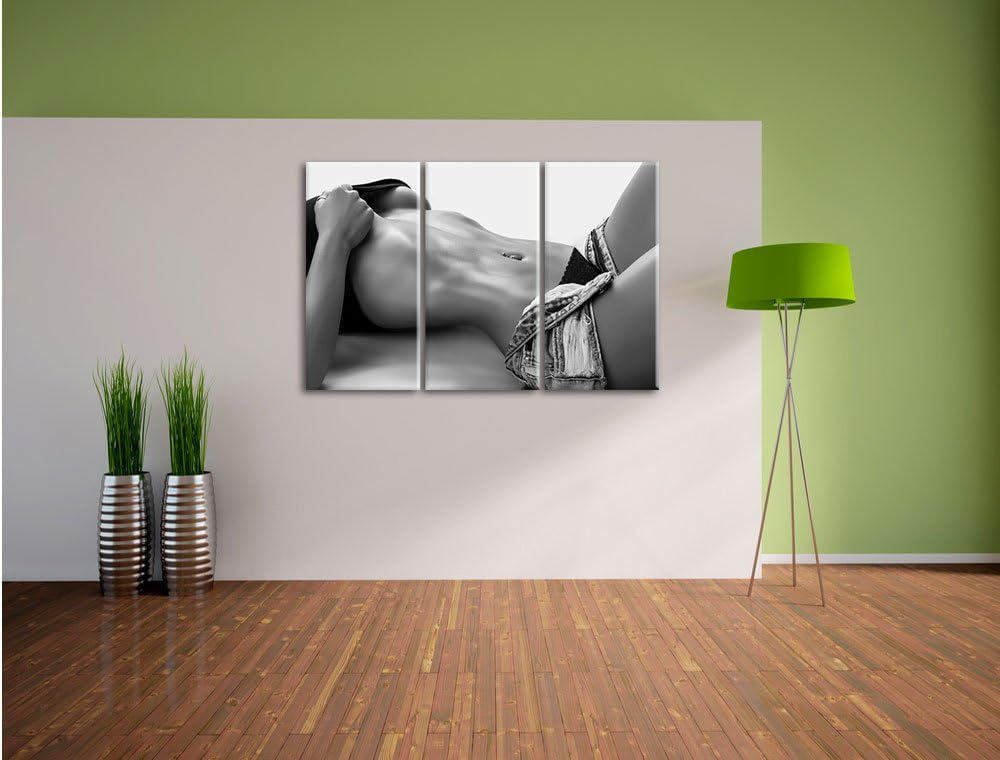 Pixxprint Sexy Frau mit schönem Körper als Leinwandbild/Grösse: 3 Teilig (120x80 cm) cm/Wandbild/Kun