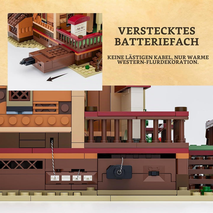 Lumibricks Old West Meeting Hall Beleuchtetes Klemmbaustein-Set, 2556 Teile kreatives BAU- und Lerns