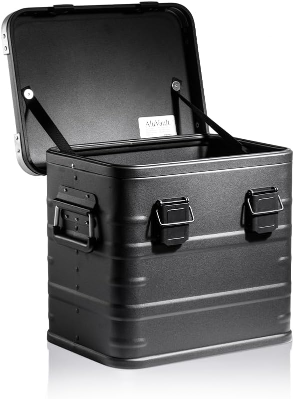 AluVault 029L – Alubox mit Deckel, Aluminium Aufbewahrungsbox, Alukiste, Spritzwassergeschützt, Stau