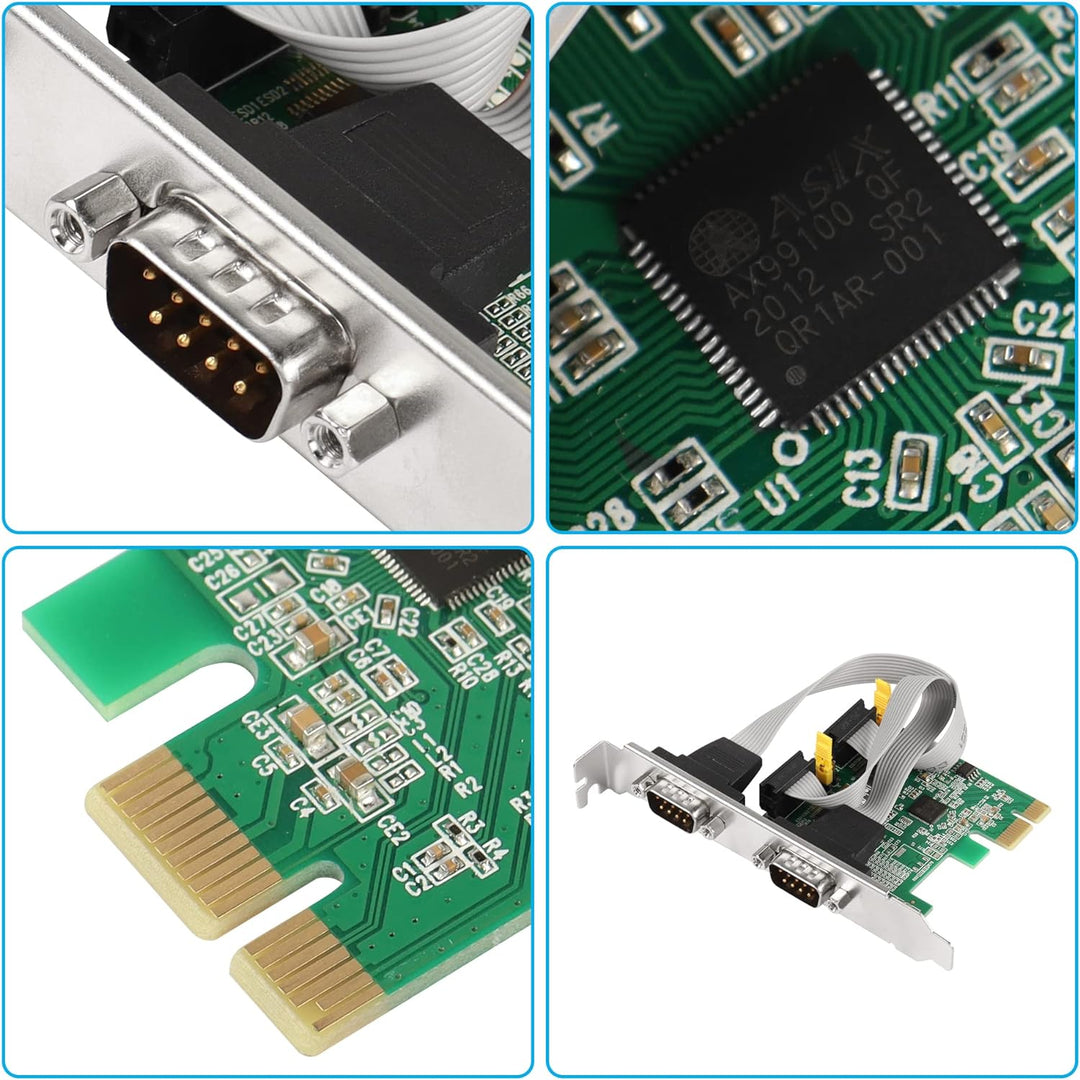 CERRXIAN 2 Port PCI Express RS232 Serielle Adapterkarte, DB9 Dual Channel PCIe X1 AX99100 Erweiterun