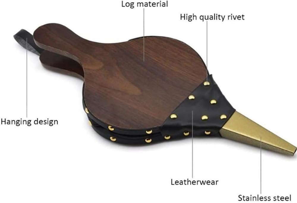 Blasebalg, Goldfarbene Ziernägel, Handblasebalg Luftgebläse Aus Holz, Kunststoffbalg, Kamin & Grill