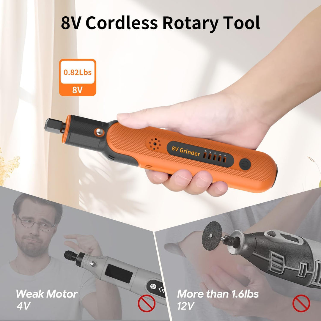 Multifunktionswerkzeug Akku, Ashfly 8V 2.2Ah Rotationswerkzeug 5-Gang 25,000 U/min Max,74 Zubehör zu