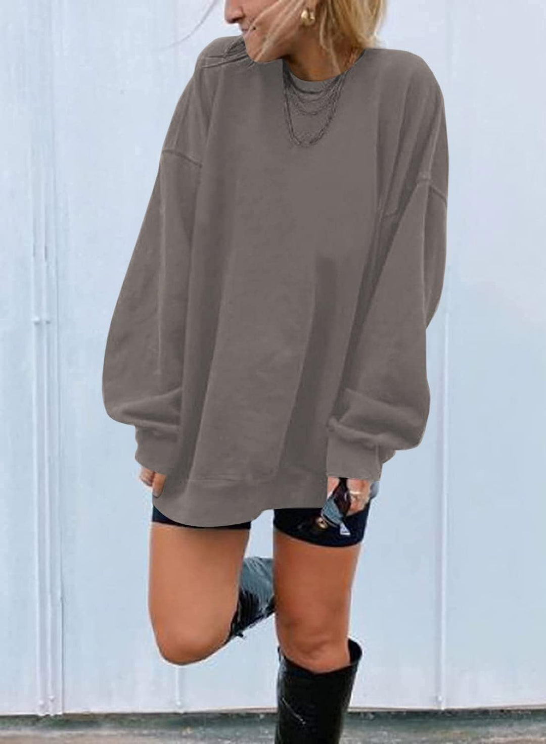 Sweatshirt Damen Los Angeles Pullover Oversized Langarmshirt Rundhals Basic Loose Tops Ohne Kapuze T