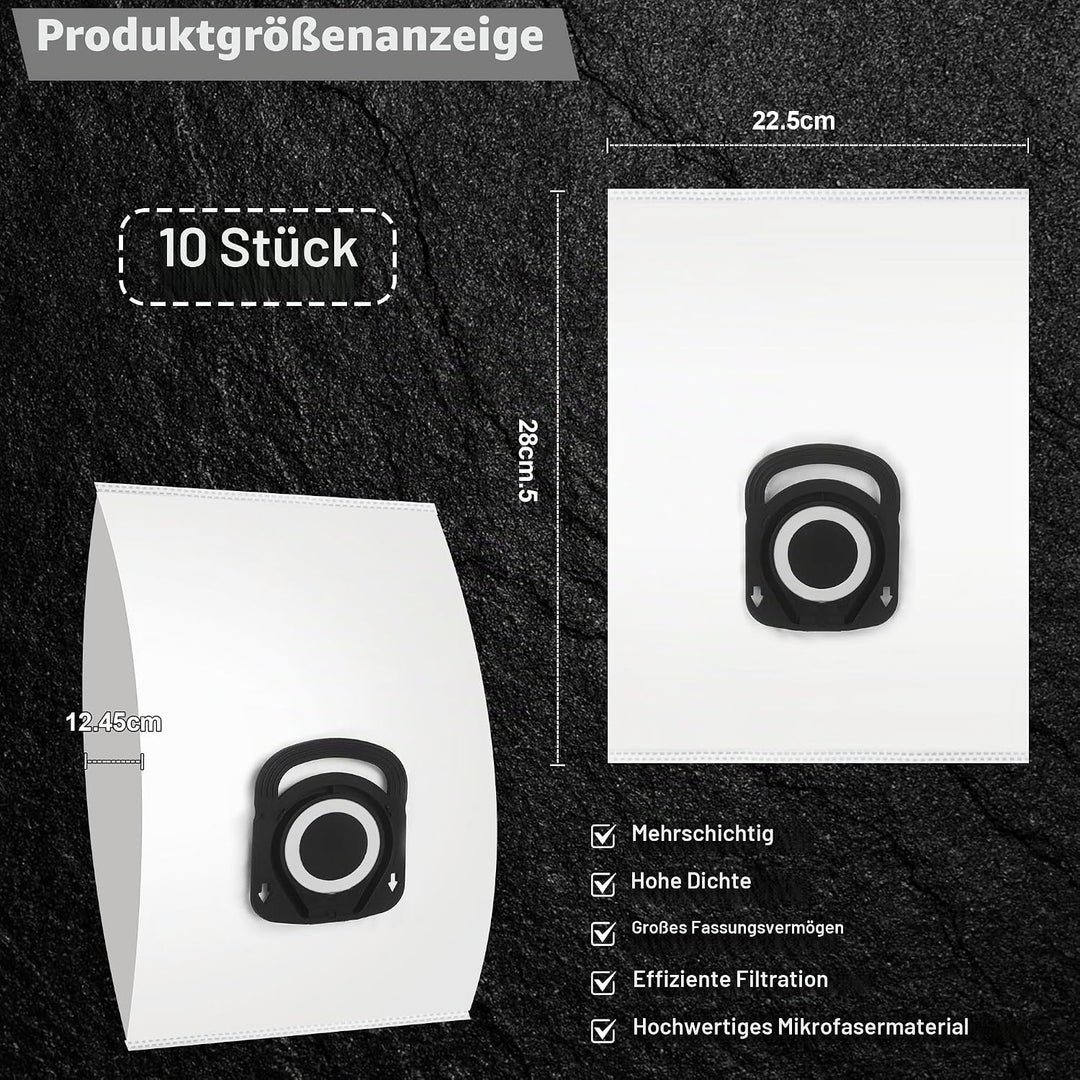 10 Stück Staubsaugerbeutel für Rowenta Hygiene + ZR200720/ ZR200520, ZR200920 für Compact Power, Pow