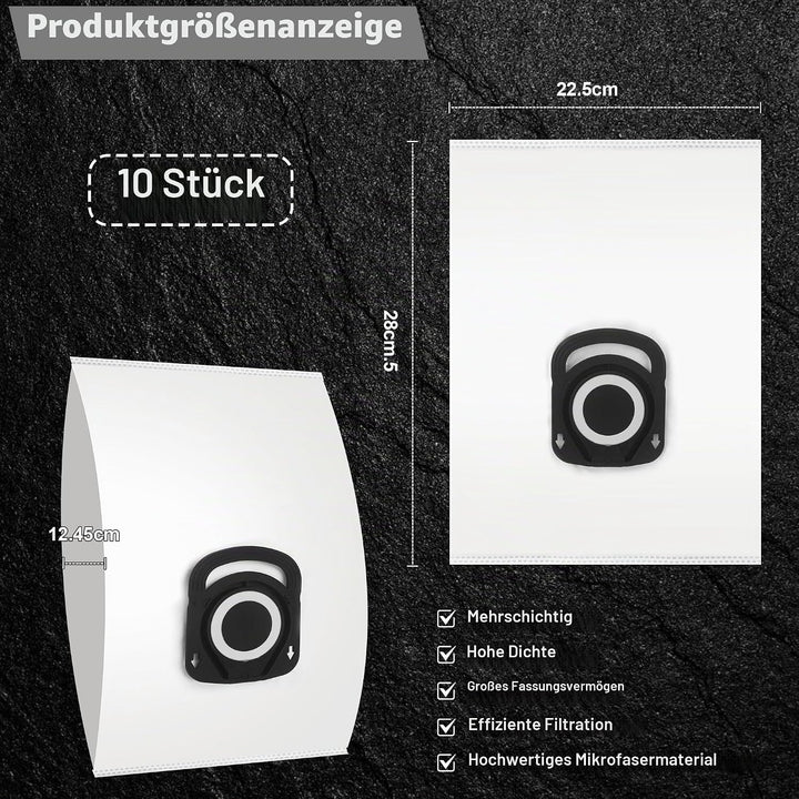 10 Stück Staubsaugerbeutel für Rowenta Hygiene + ZR200720/ ZR200520, ZR200920 für Compact Power, Pow