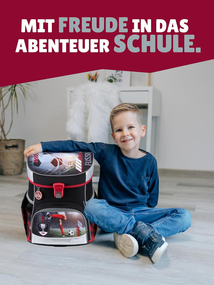 Familando - Scooli Campus Fit Schulranzen Set - 10-teilig mit Schultüte - 1. FC Nürnberg (1. FCN) -