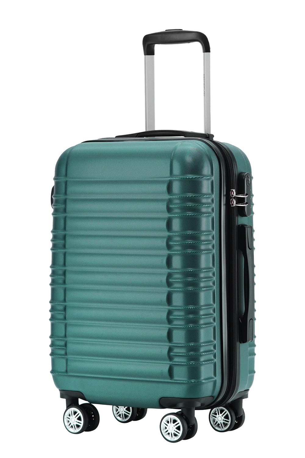 BEIBYE Zwillingsrollen Reisekoffer Koffer Trolleys Hartschale M-L-XL-Set (Dunkelgrün, M) Dunkelgrün
