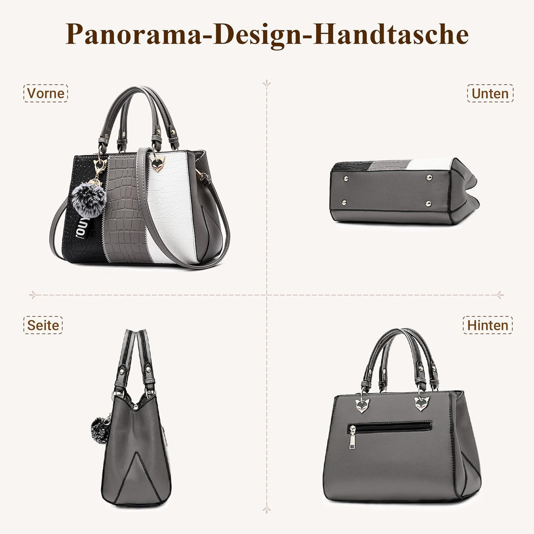 DIRRONA Elegant Damen Handtasche Schultertasche Gross Kapazität Umhängetasche Beiläufig Reise Tasche