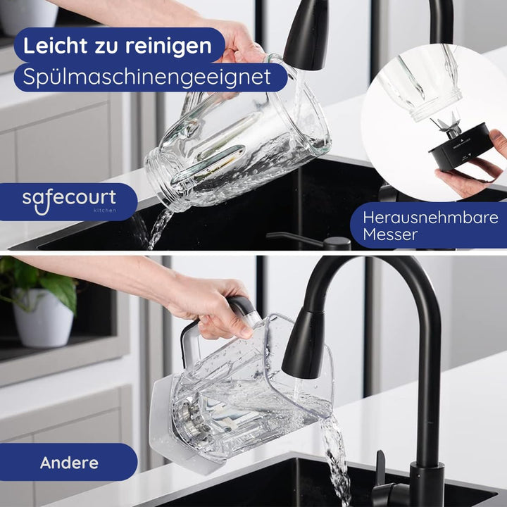 Safecourt Standmixer – Kraftvoller Smoothie Maker, Blender & Mixer [1200W & 1,5L Glasbehälter] – für
