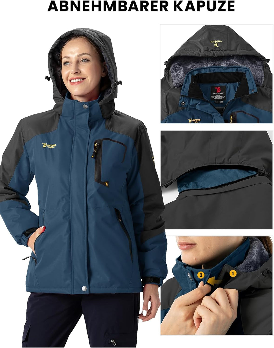 Damen Jacken Fleecejacke Winterjacke Wasserdicht Atmungsaktiv Verdickt Warm Winddicht Softshelljacke