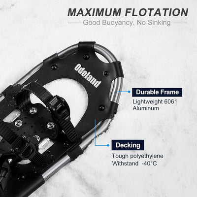 Odoland Schneeschuhe Allround 4 IN 1 für Damen und Herren mit Wanderstöcken, Wasserdichten Gamaschen