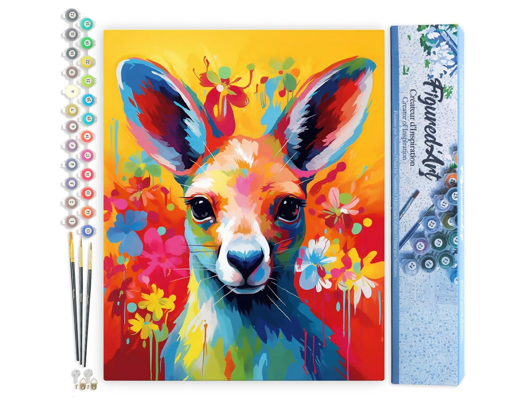 Figured'Art Malen Nach Zahlen Erwachsene Känguru Farbenfroh Abstrakt - Paint by Numbers Basteln DIY