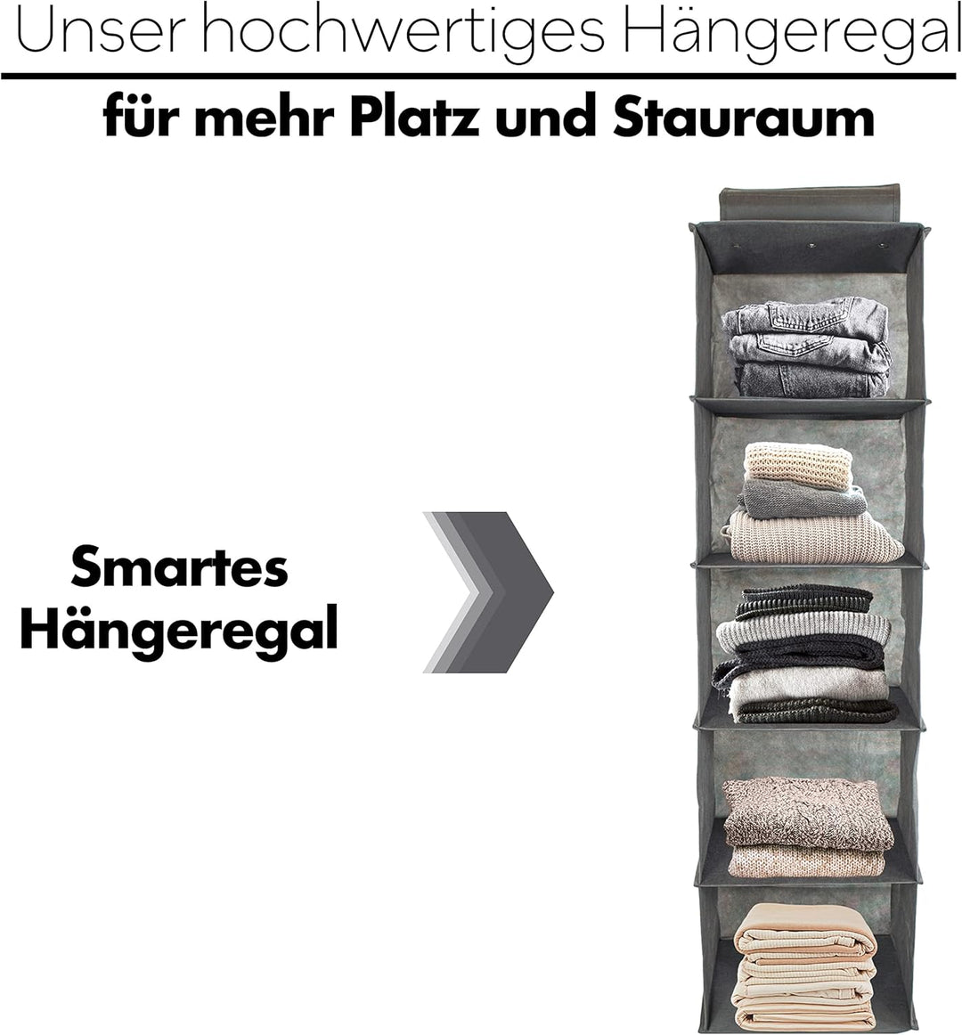 SB Trading - Premium Kleiderschrank Organizer hängend aus Stoff - Schrank Hängeregal für Hosen, Pull