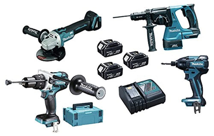 Makita DLX4050TJ Maschinen Pack 4 + 3 akku 18V 5Ah Li-ion + 2 koffer Makpac,