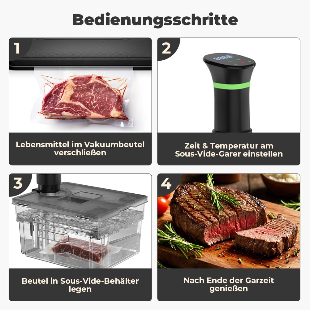 Sous Vide Behälter mit Deckel und eingebautem Rost 11L Grau Doppeltür-Design Sous Vide Topf für die