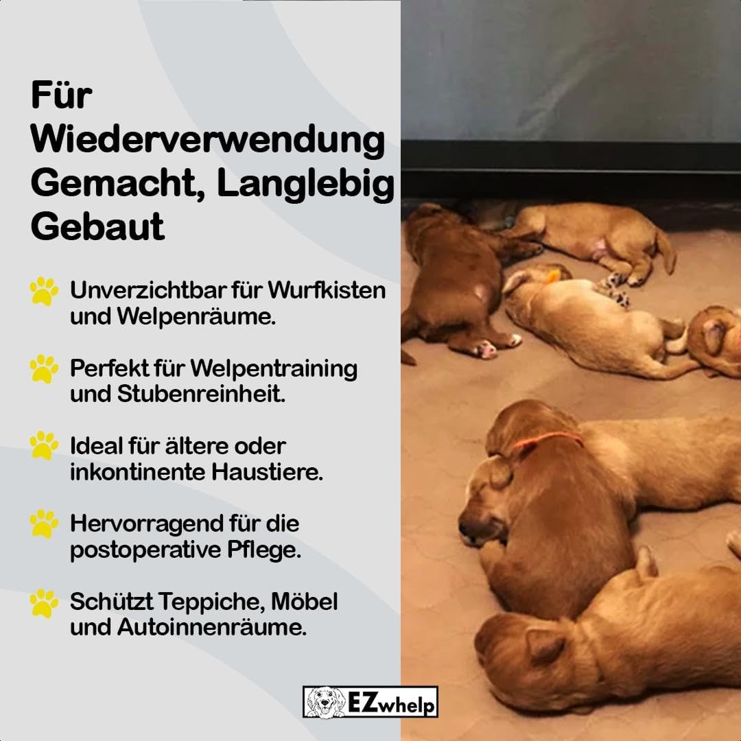 EZwhelp Wiederverwendbare Inkontinenzunterlage Waschbar für Hunde | Wasserfeste PIPI Matten für Hund