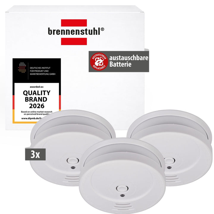 Brennenstuhl Rauchmelder Set, 3X RM C 9010 mit austauschbarer Batterie (geprüft nach EN 14604, durch