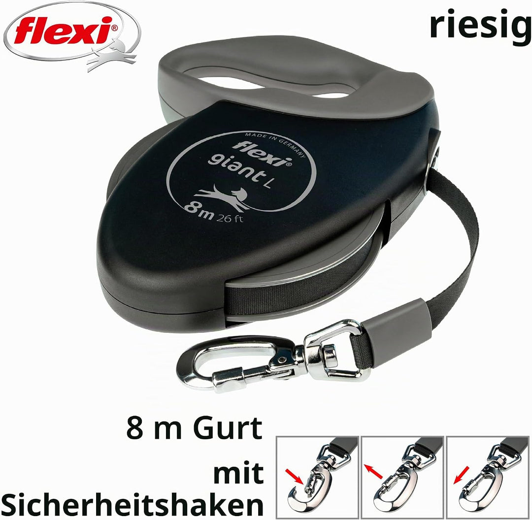 Flexi, Giant Plus 8 m ausziehbare Hundeleine, Starke und robuste Hunde bis zu 50 kg, neonfarbenes Ba