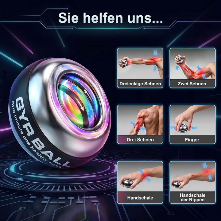 Powerball Handtrainer Gyroball with Counter for Forearm Strength and Grip Training - 5-Stage Adjusta