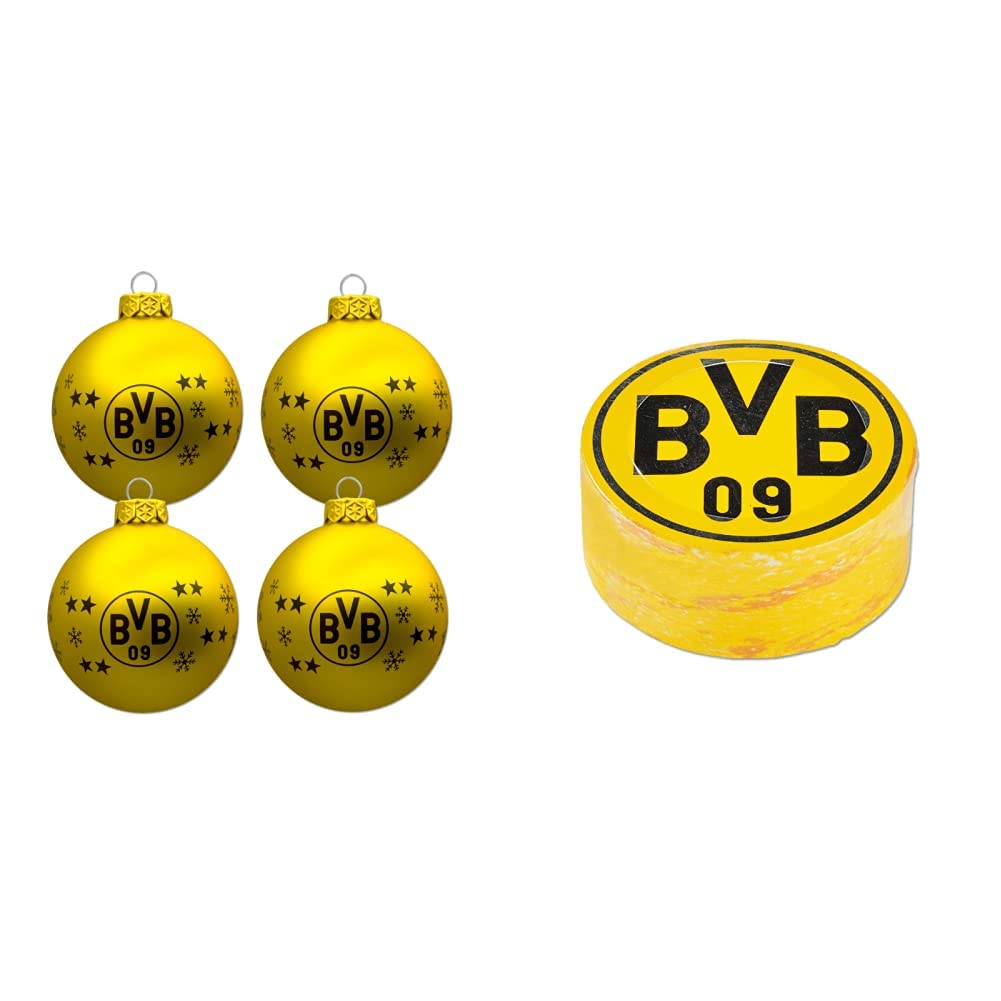Borussia Dortmund BVB-Christbaumkugeln (4er Set) Dekoration, gelb, one Size, einheitsgrösse &amp; BVB-Za