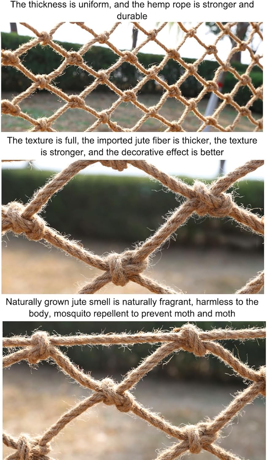 Sicherheitsnetz Hanfseil Hanfseilnetz Schutznetz Treppe Balkon Fallschutznetz Trennwand Deckennetz S