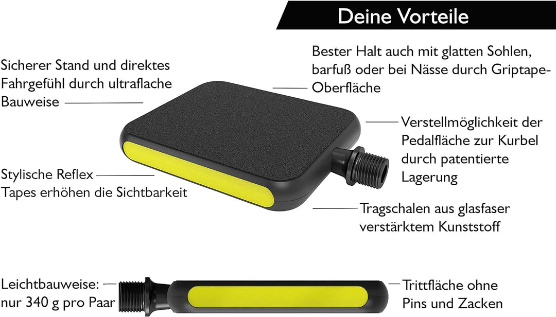 MOTOBICYCLES Plattform Pedale Urban Reflex, City Pedale Mit Verstellbaren Pedal-Breiten, Mit Bunten