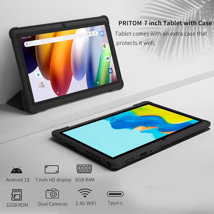 PRITOM 7 inch Tablets Android 15,8GB RAM, 32 GB, (Expandable 1TB),3500 Mah, Tablet PC, Bluetooth,Dua