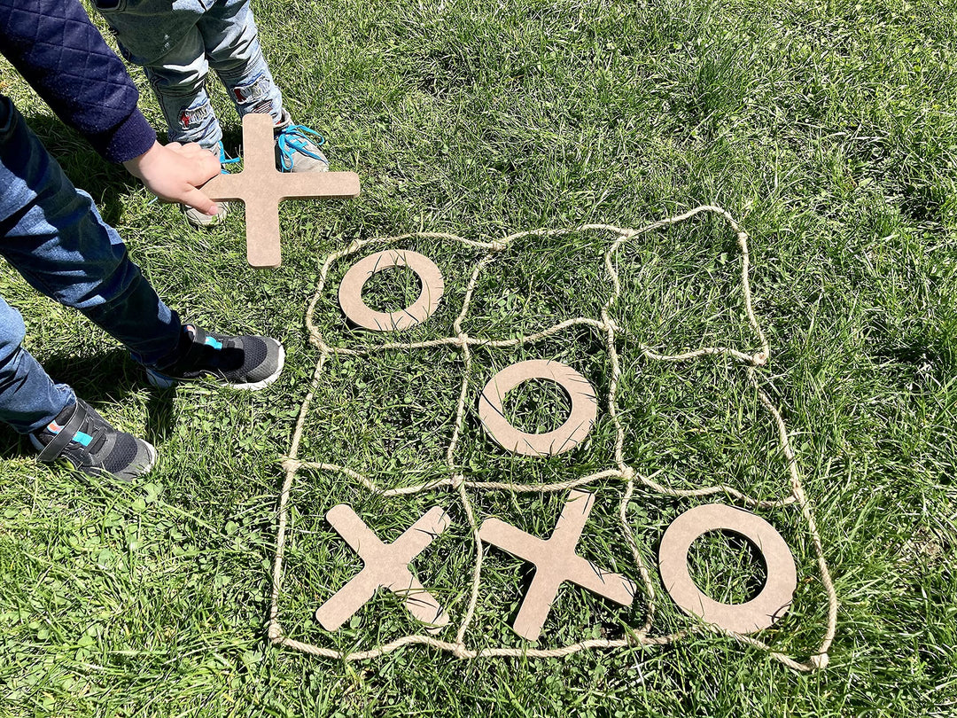 XXL Holz TIC TAC Toe Spiel X und O Kinderspiel für Indoor & Outdoor Party-Spiel, Tic Tac Toe