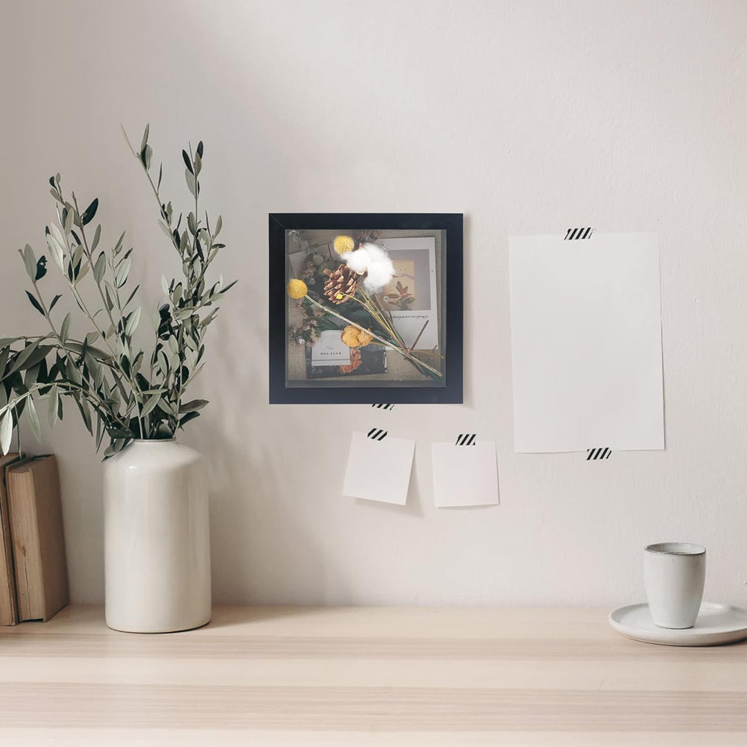 GraduatePro Bilderrahmen zum Befüllen Tief für Objekte Schwarz mit Glas Hochzeit 3D Box Deko Wand Od